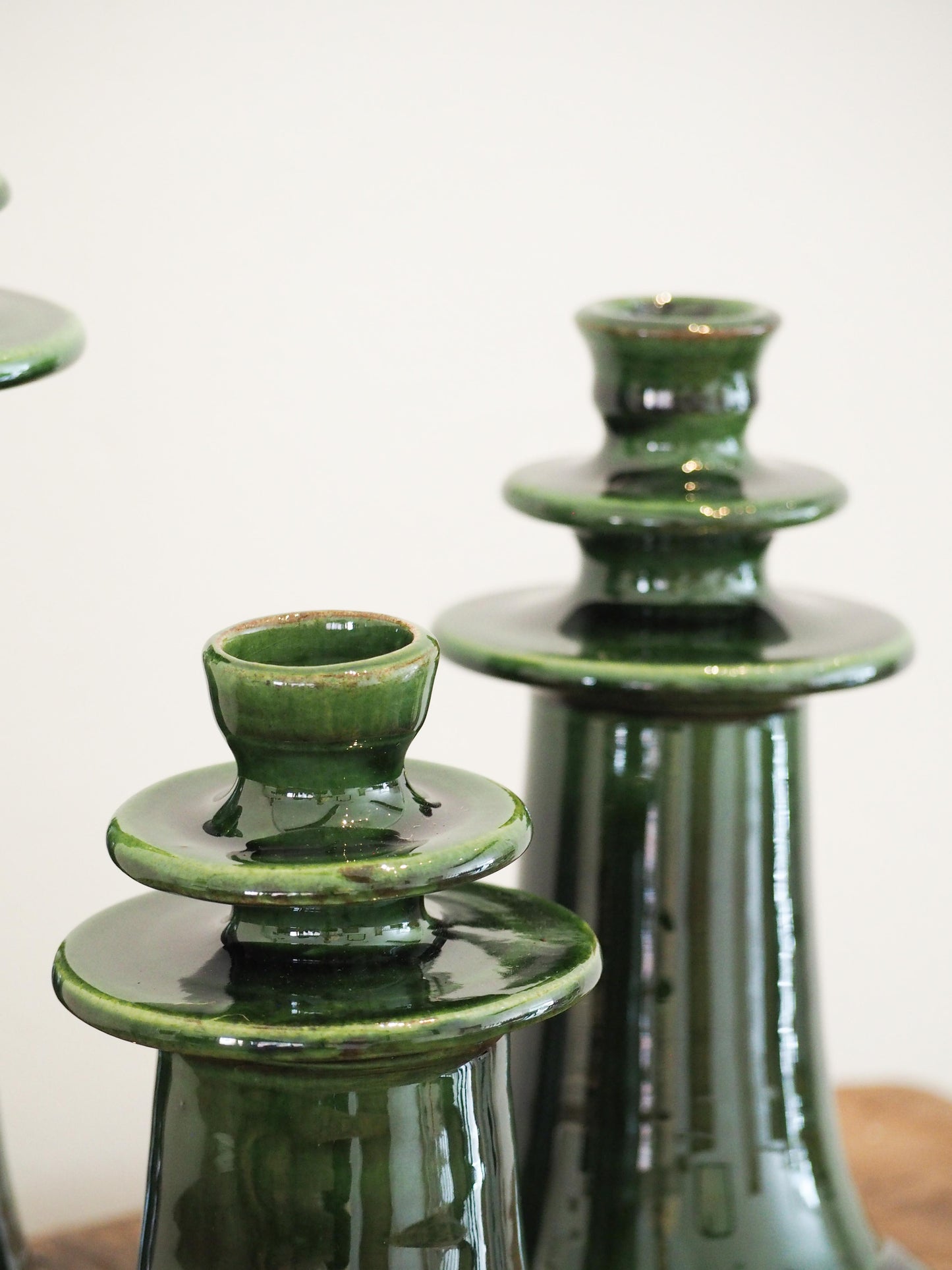 Handmade Moroccan Green Glazed Tazekka Candlestick / Decorative Candle Holder (Small - Sold Individually)