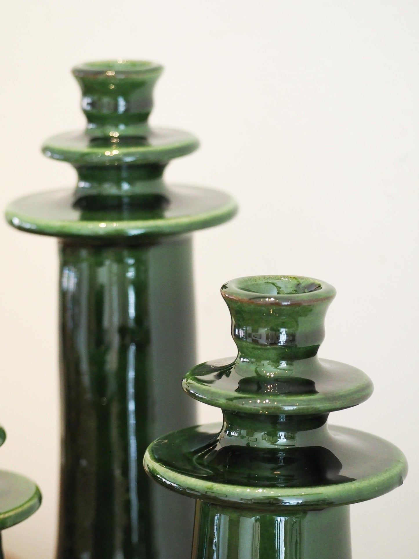 Handmade Moroccan Green Glazed Tazekka Candlestick / Decorative Candle Holder (Small - Sold Individually)