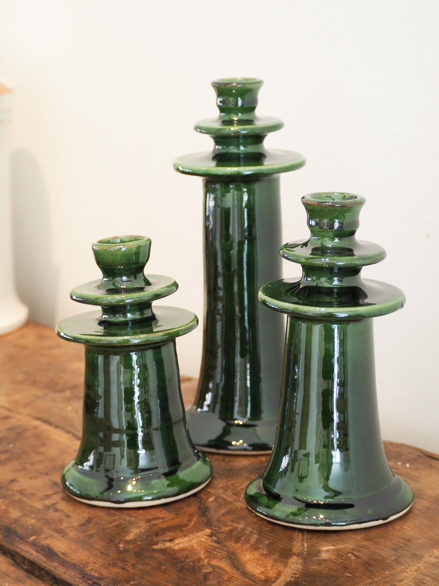 Handmade Moroccan Green Glazed Tazekka Candlestick / Decorative Candle Holder (Medium - Sold Individually)