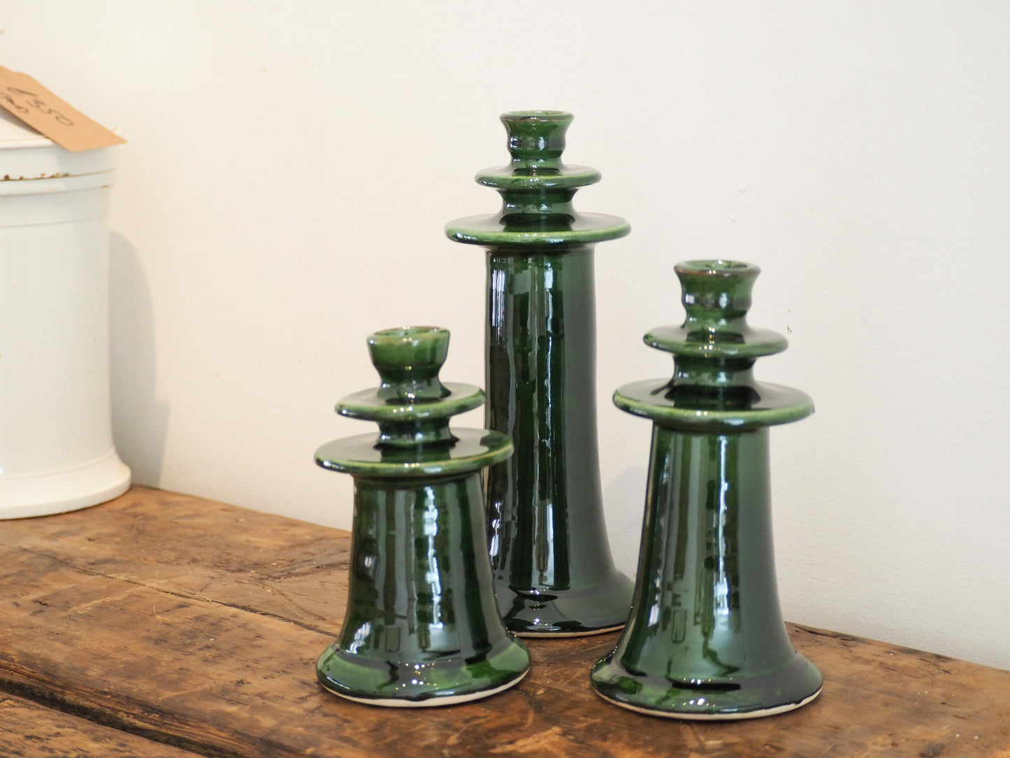 Handmade Moroccan Green Glazed Tazekka Candlestick / Decorative Candle Holder (Small - Sold Individually)