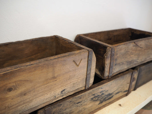 Vintage Antique Original Wooden Brick Moulds / Decorative Storage Box