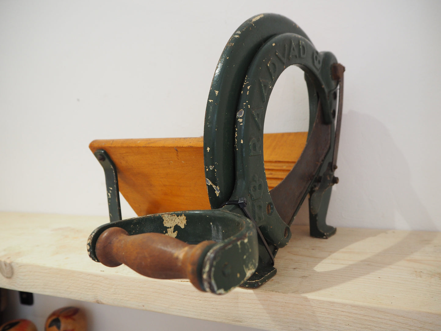 Antique Vintage Royal Raadvad Bread Slicer / Cutter - Green Danish Breadcutter / Book Holder