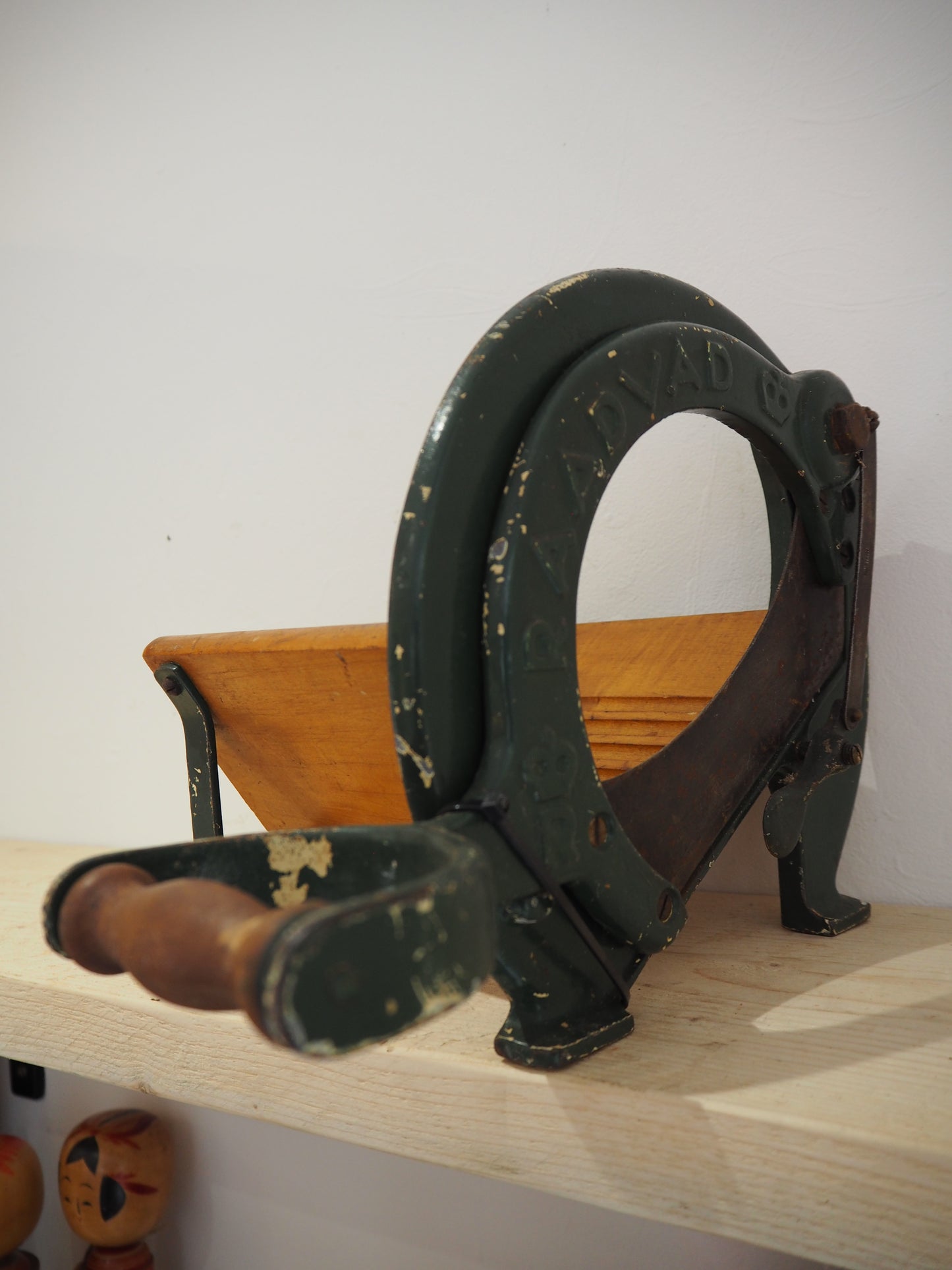 Antique Vintage Royal Raadvad Bread Slicer / Cutter - Green Danish Breadcutter / Book Holder
