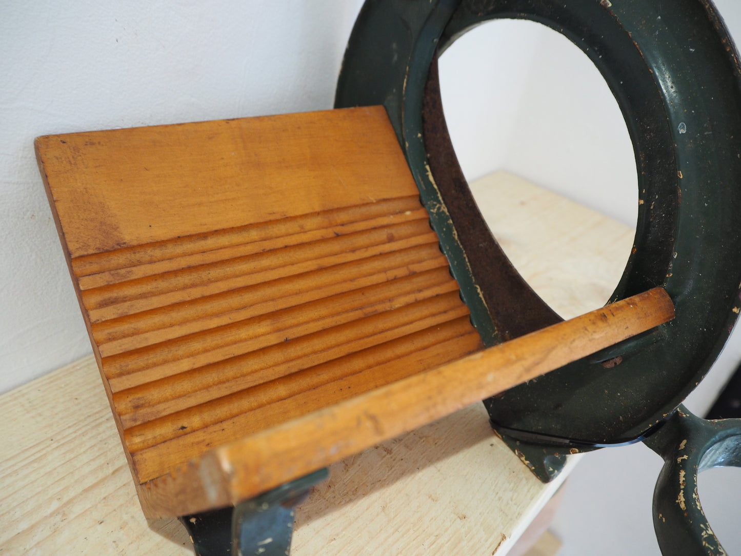 Antique Vintage Royal Raadvad Bread Slicer / Cutter - Green Danish Breadcutter / Book Holder