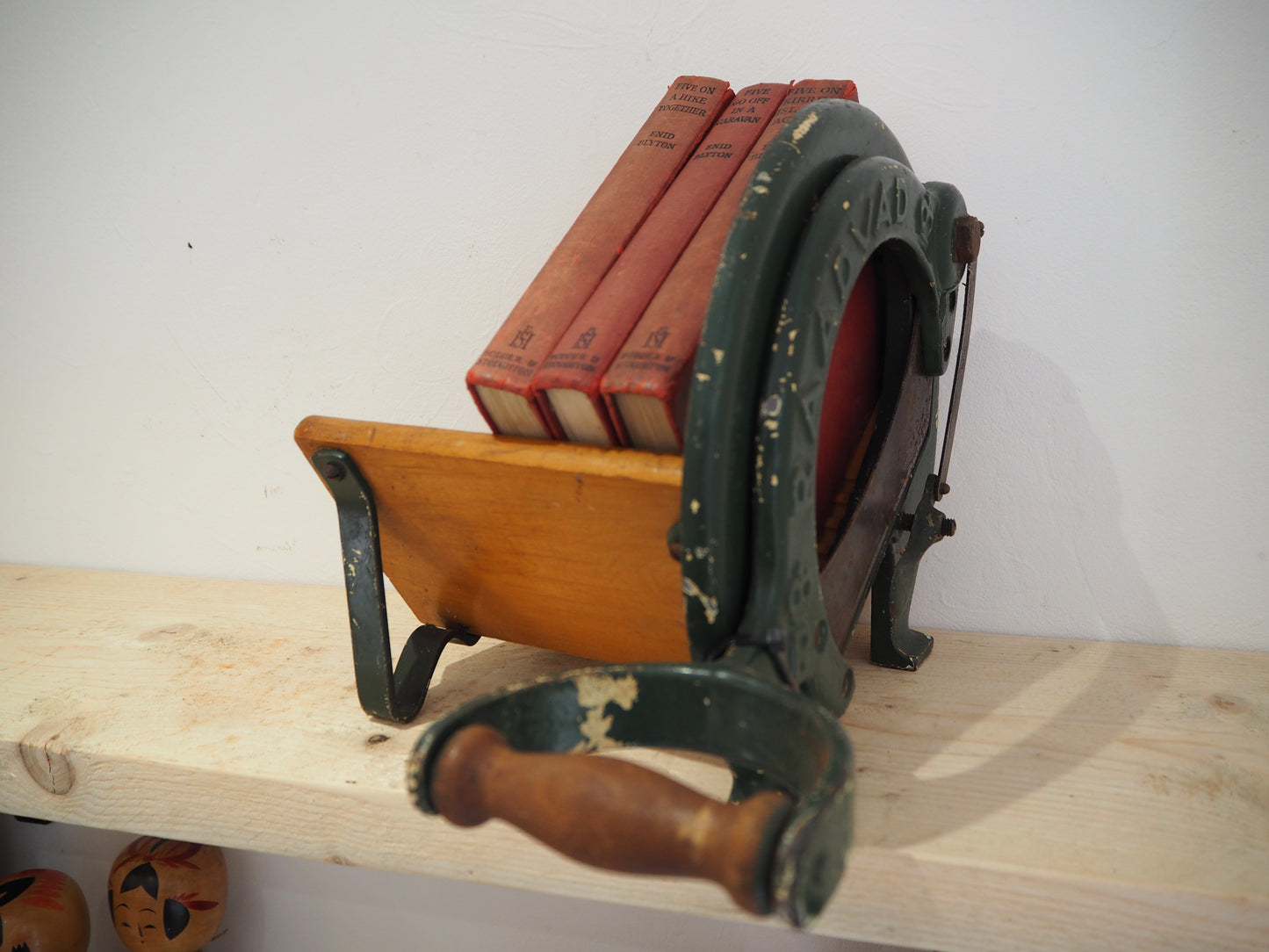 Antique Vintage Royal Raadvad Bread Slicer / Cutter - Green Danish Breadcutter / Book Holder