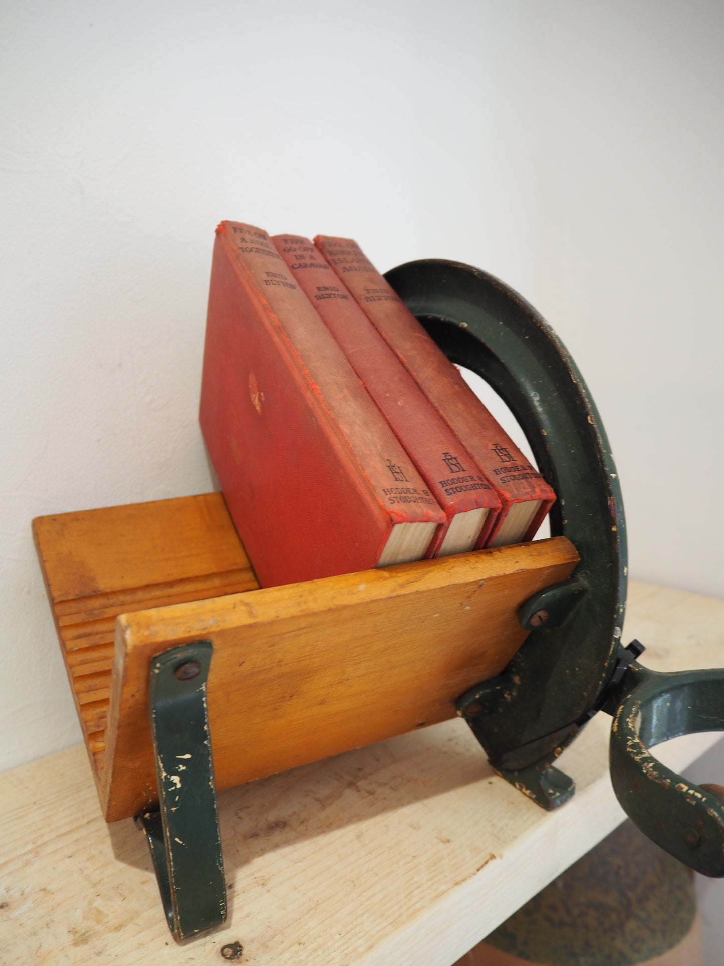 Antique Vintage Royal Raadvad Bread Slicer / Cutter - Green Danish Breadcutter / Book Holder