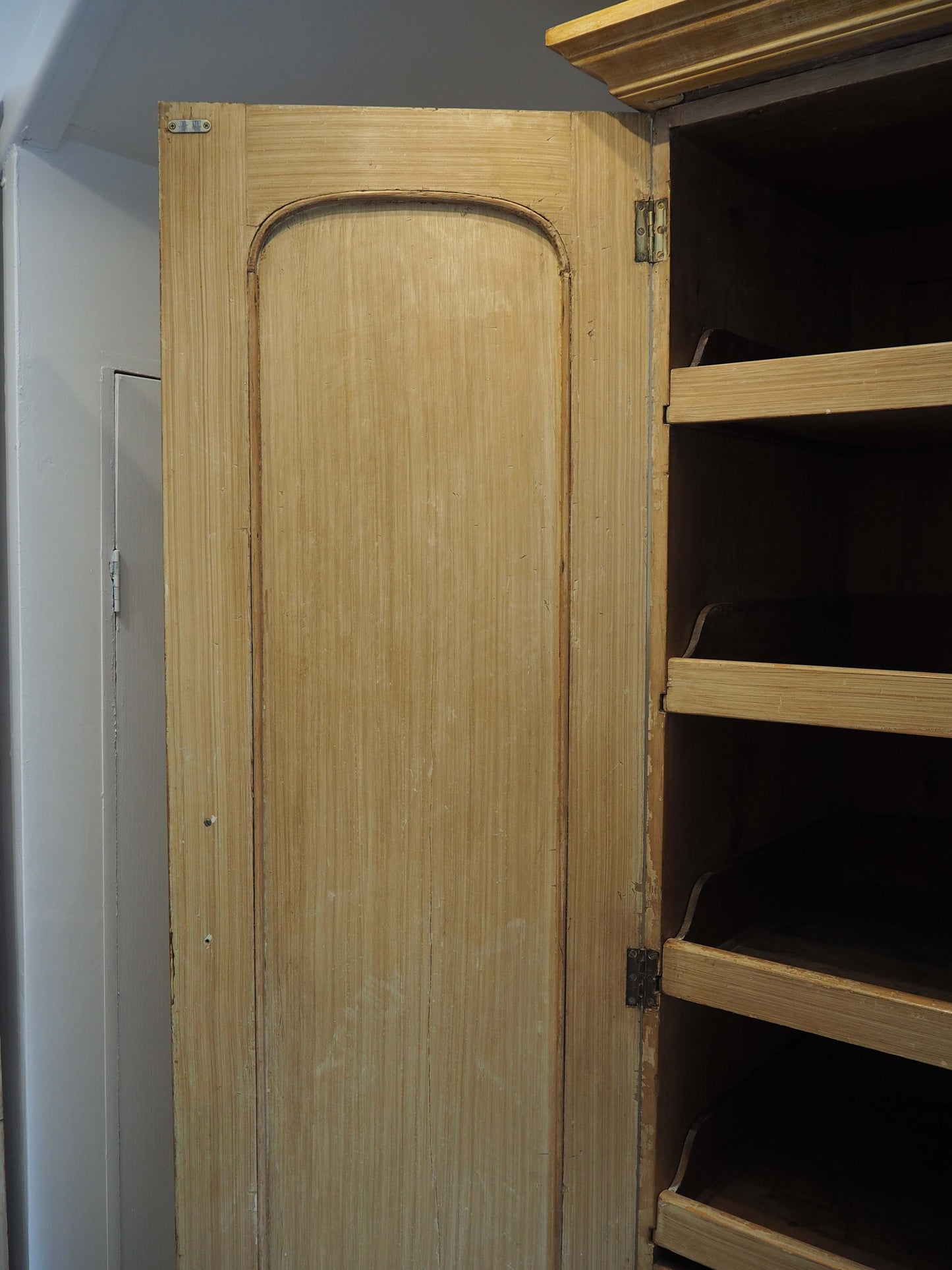 Antique Vintage Pitch Pine Swedish Linen Press with Scumbled Satin Birch Finish Circa 19th Century / Cupboard