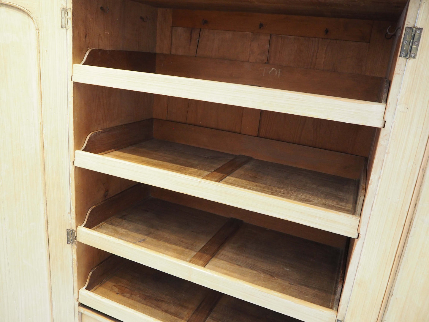 Antique Vintage Pitch Pine Swedish Linen Press with Scumbled Satin Birch Finish Circa 19th Century / Cupboard