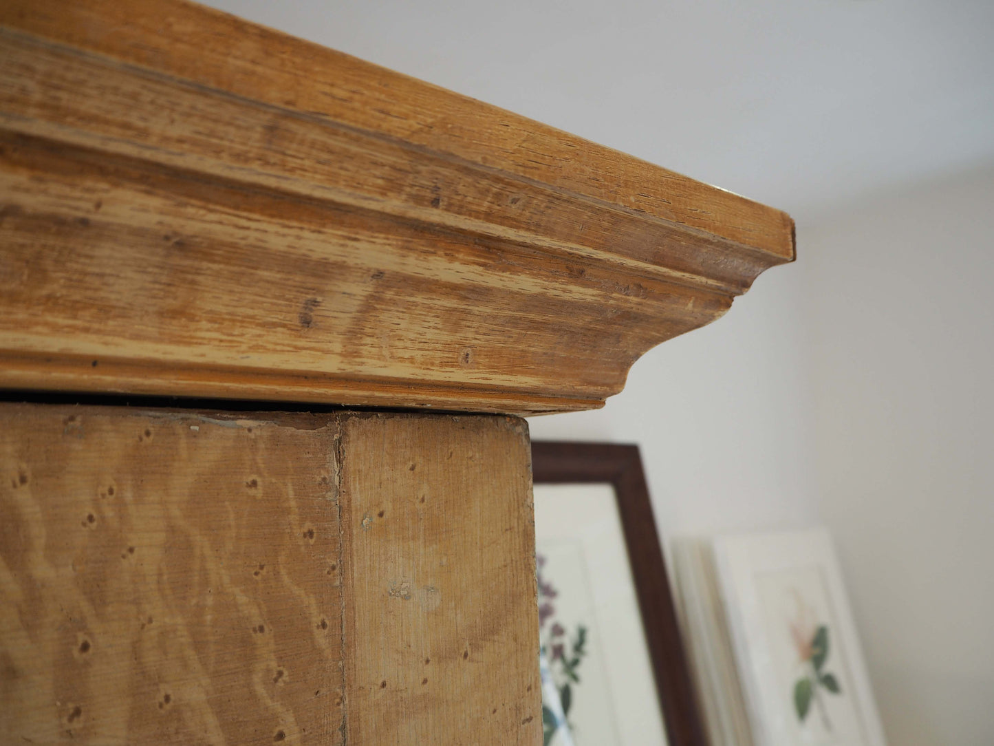 Antique Vintage Pitch Pine Swedish Linen Press with Scumbled Satin Birch Finish Circa 19th Century / Cupboard