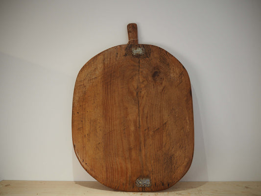 Antique Vintage Large Turkish Wooden Bread Board with Metal Repair Detailing / Chopping Charcuterie Board / Wooden Serving Plate