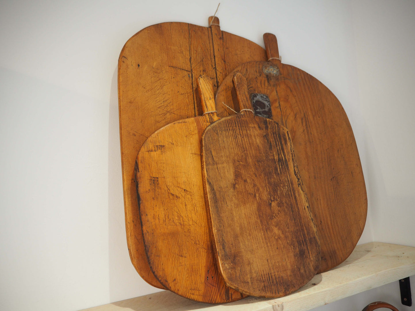 Antique Vintage Large Turkish Wooden Bread Board with Metal Repair Detailing / Chopping Charcuterie Board / Wooden Serving Plate