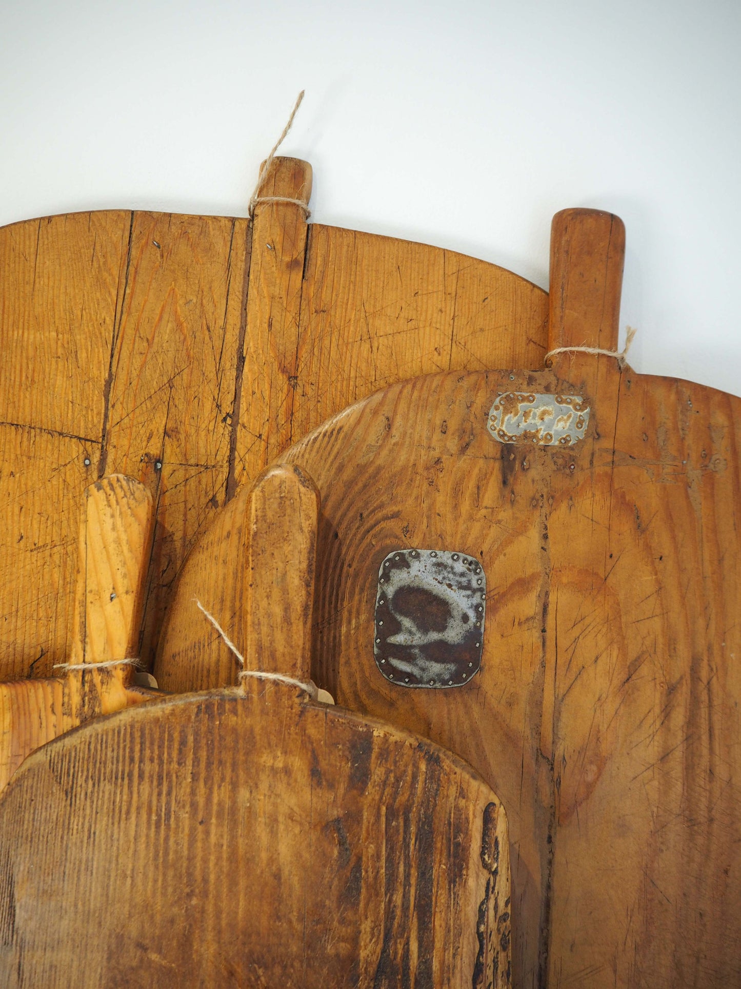 Antique Vintage Large Turkish Wooden Bread Board with Metal Repair Detailing / Chopping Charcuterie Board / Wooden Serving Plate