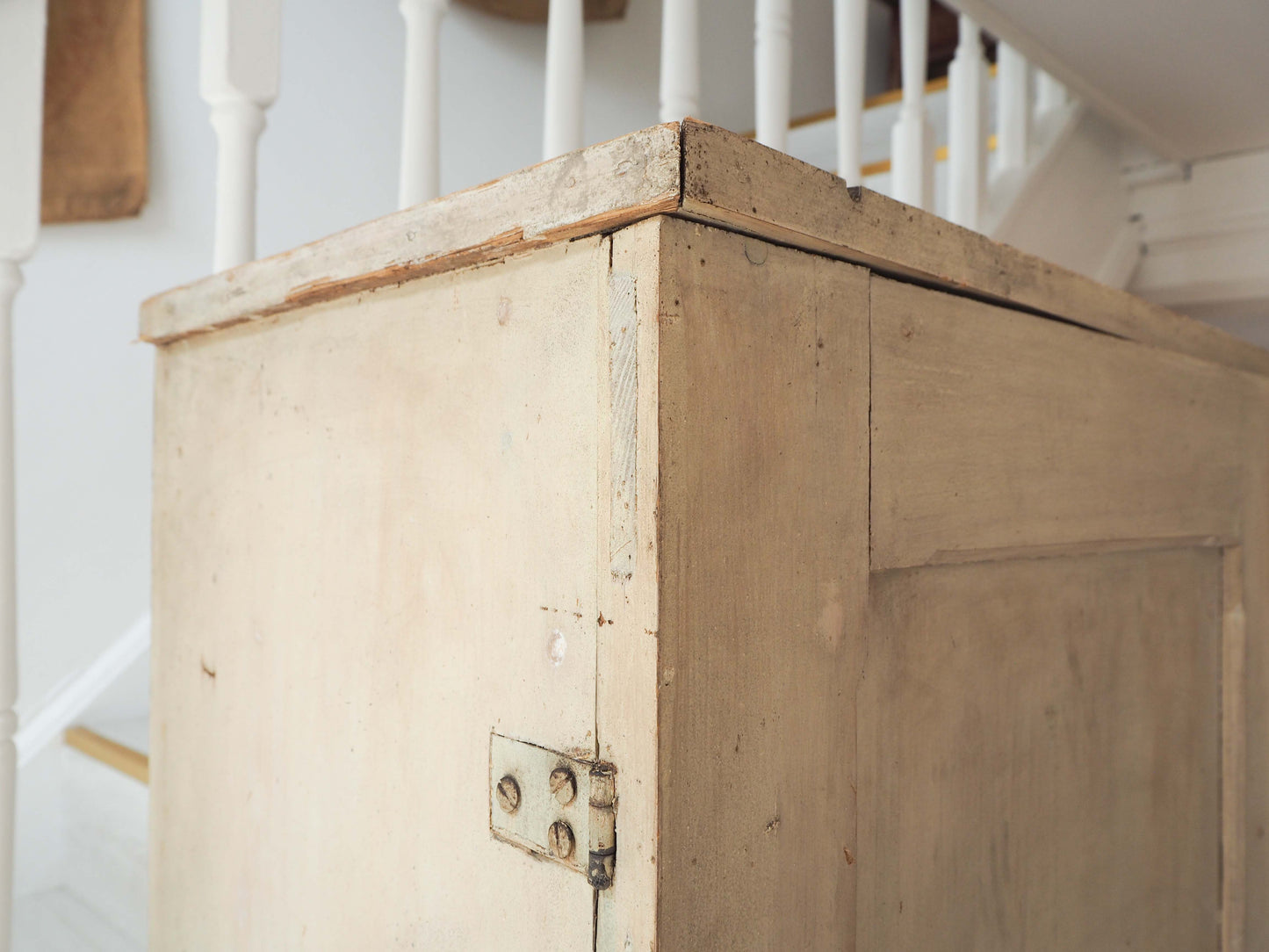 Antique Vintage French Apothecary Painted Pine Cabinet with Original Labels / 19th-Century Furniture