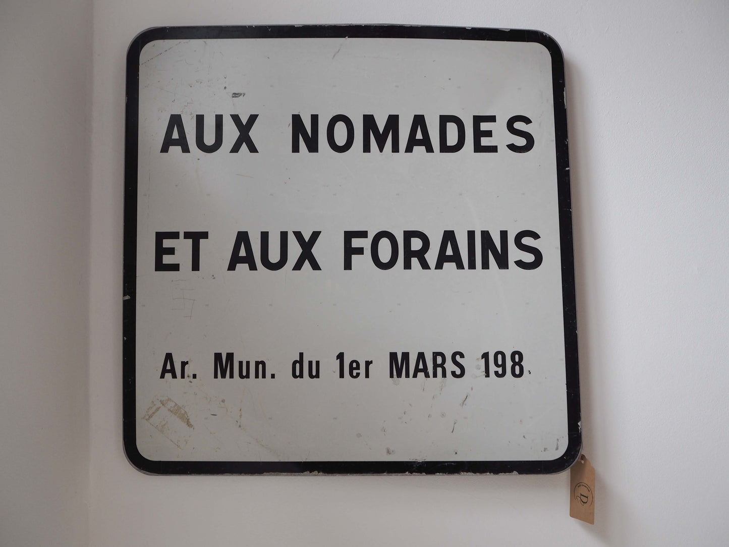 Vintage Antique Old French Metal Road Sign / Black & White Text / Large Wall Art