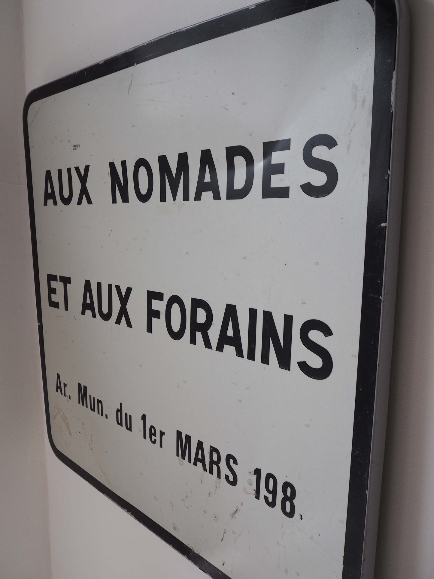 Vintage Antique Old French Metal Road Sign / Black & White Text / Large Wall Art
