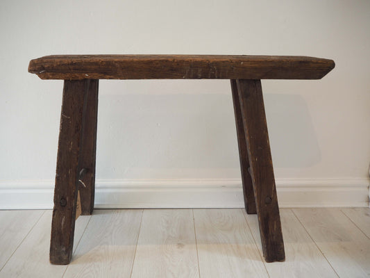 Vintage Antique Large Wooden Cobblers Bench / Oak Stool