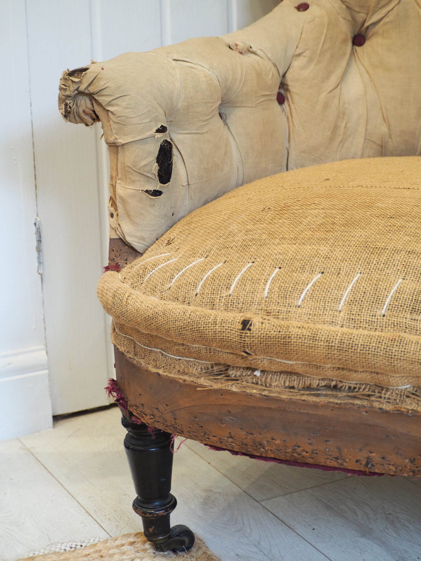 Vintage Antique Stripped French Arm Chair with Castors / Occasion Chair