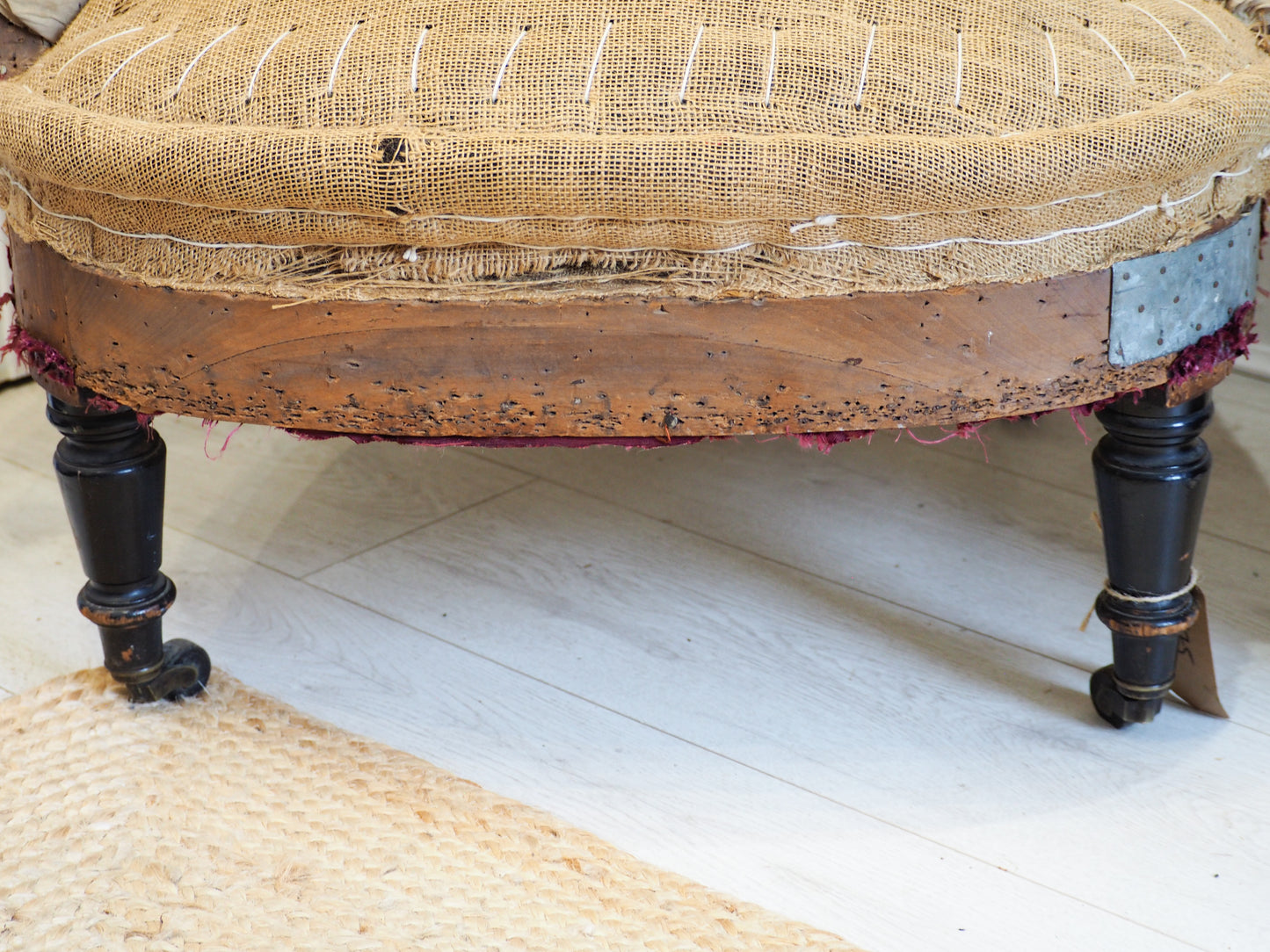 Vintage Antique Stripped French Arm Chair with Castors / Occasion Chair