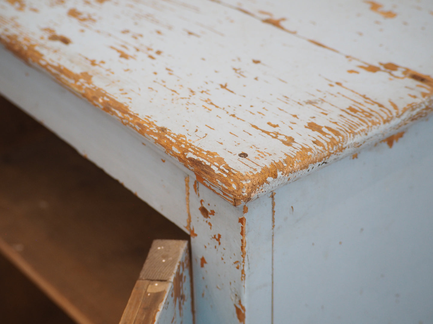 Vintage French Rustic Distressed Blue Painted Pine Cupboard / Pantry Cabinet