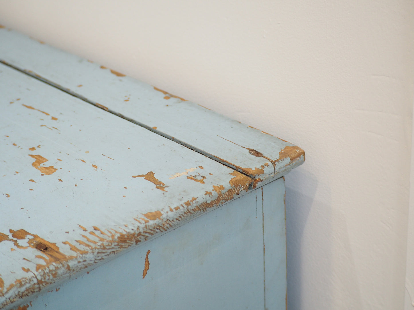 Vintage French Rustic Distressed Blue Painted Pine Cupboard / Pantry Cabinet