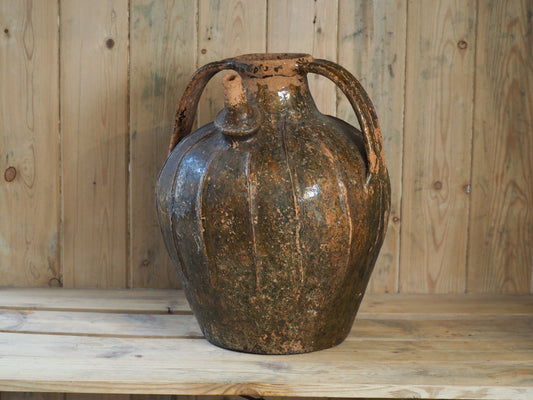 Antique 18th Century French Terracotta Walnut Oil Jar / Decorative Jug