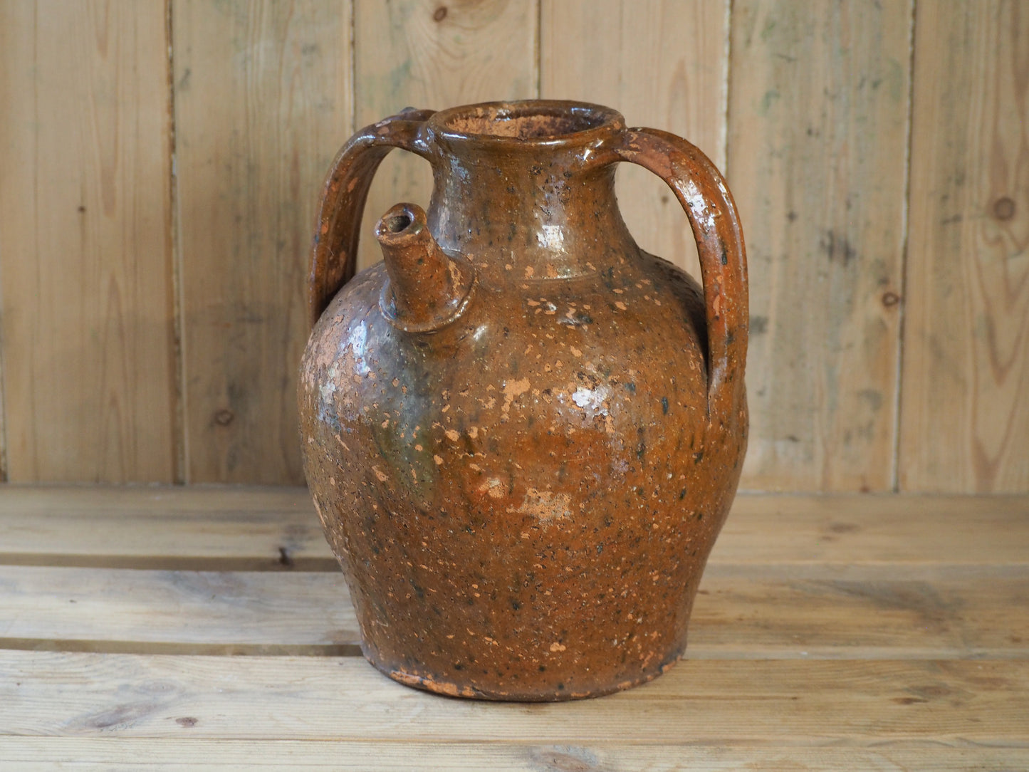 Antique 18th Century French Terracotta Walnut Oil Jar / Decorative Jug