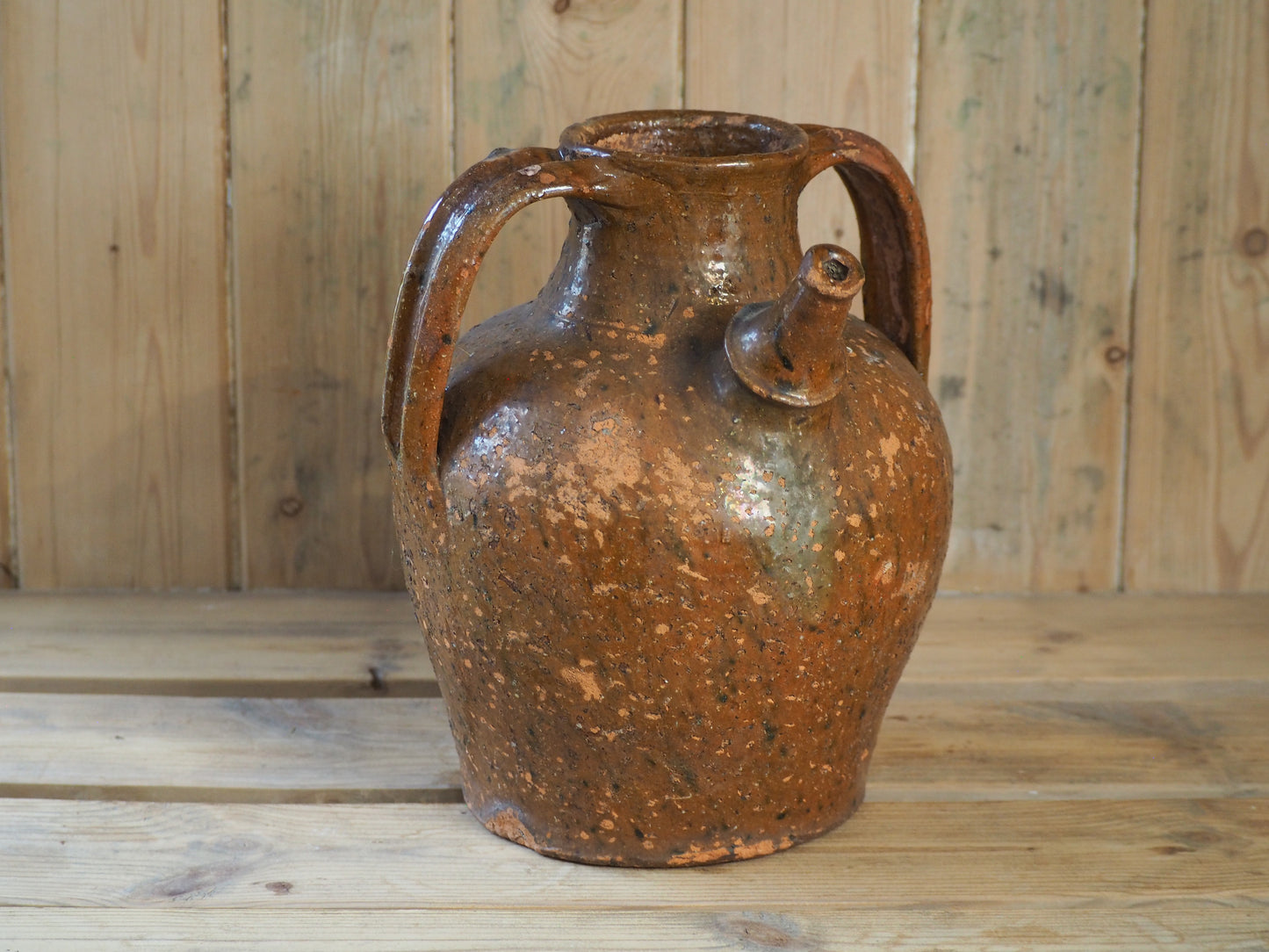 Antique 18th Century French Terracotta Walnut Oil Jar / Decorative Jug