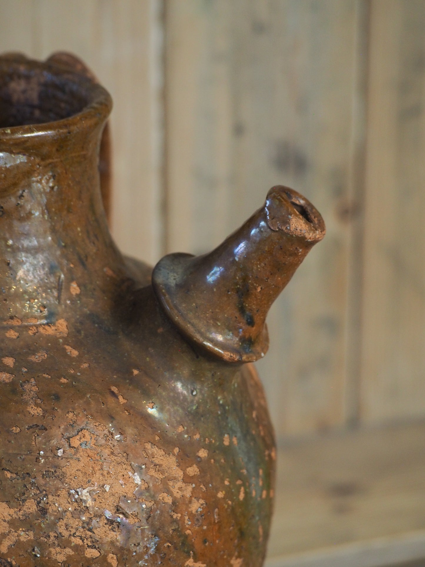 Antique 18th Century French Terracotta Walnut Oil Jar / Decorative Jug