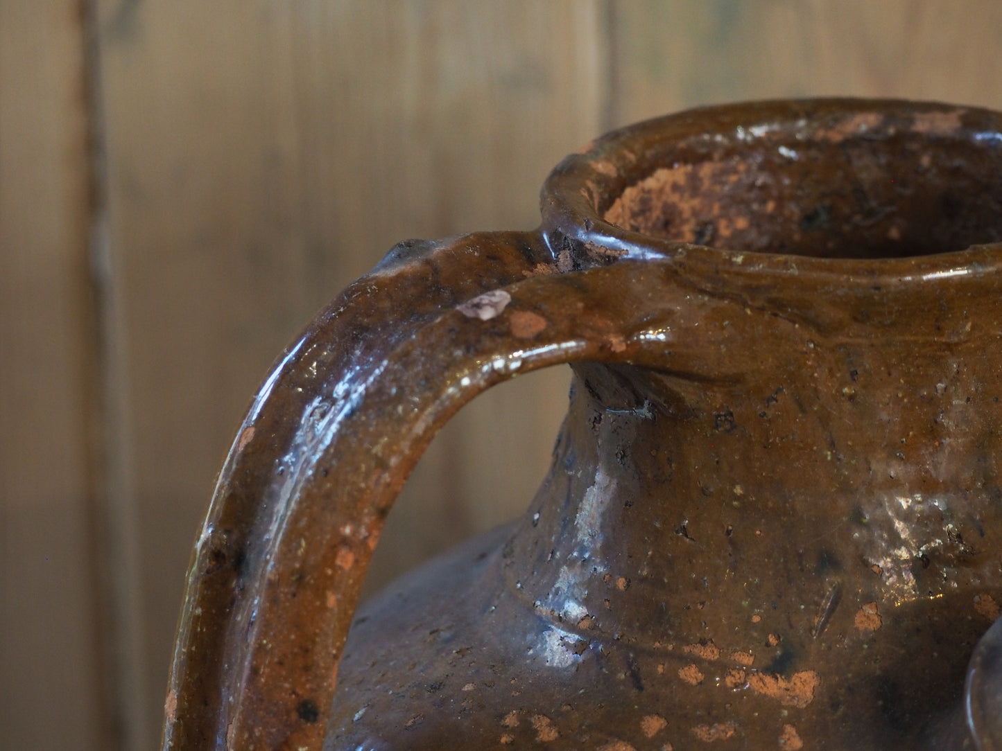 Antique 18th Century French Terracotta Walnut Oil Jar / Decorative Jug