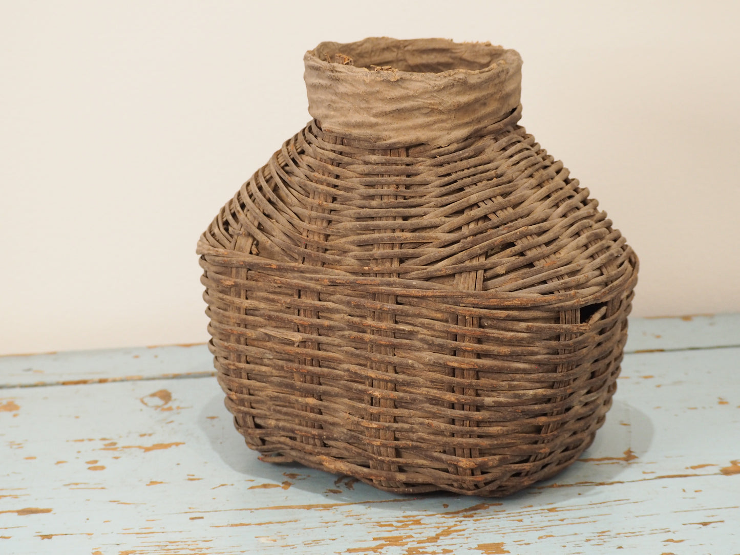 Antique Early 20th Century Chinese Woven Willow Oil Container / Wicker Jar (Sold Individually)