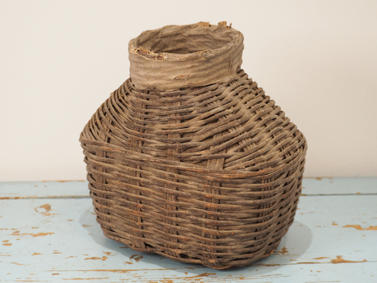 Antique Early 20th Century Chinese Woven Willow Oil Container / Wicker Jar (Sold Individually)