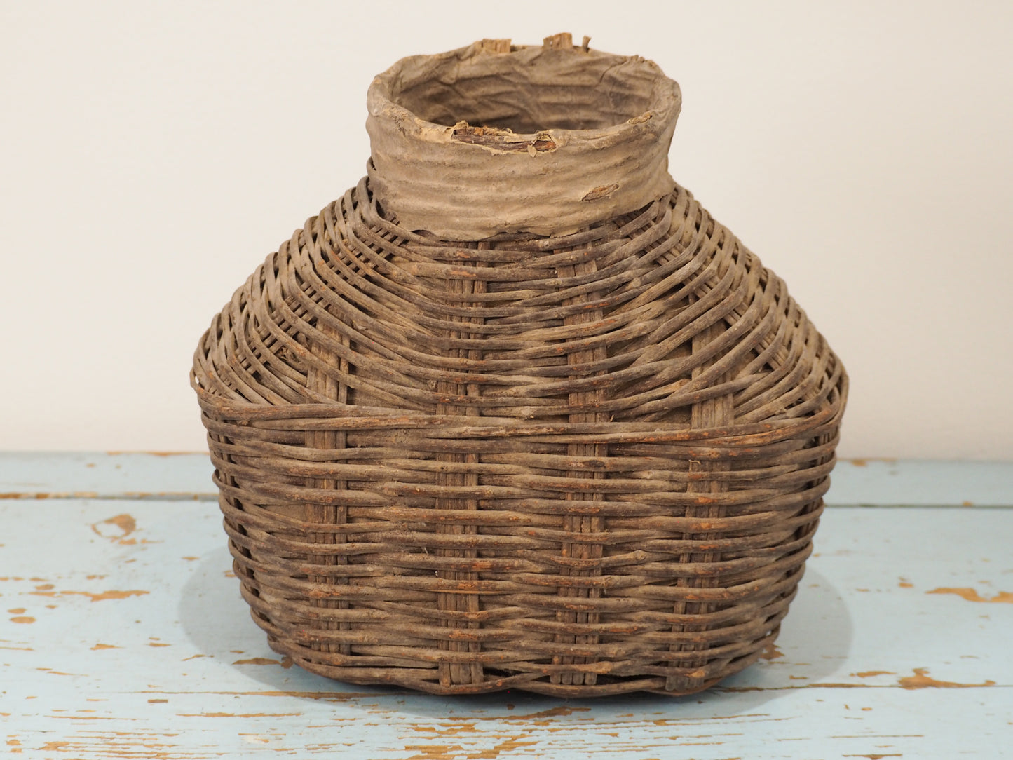 Antique Early 20th Century Chinese Woven Willow Oil Container / Wicker Jar (Sold Individually)