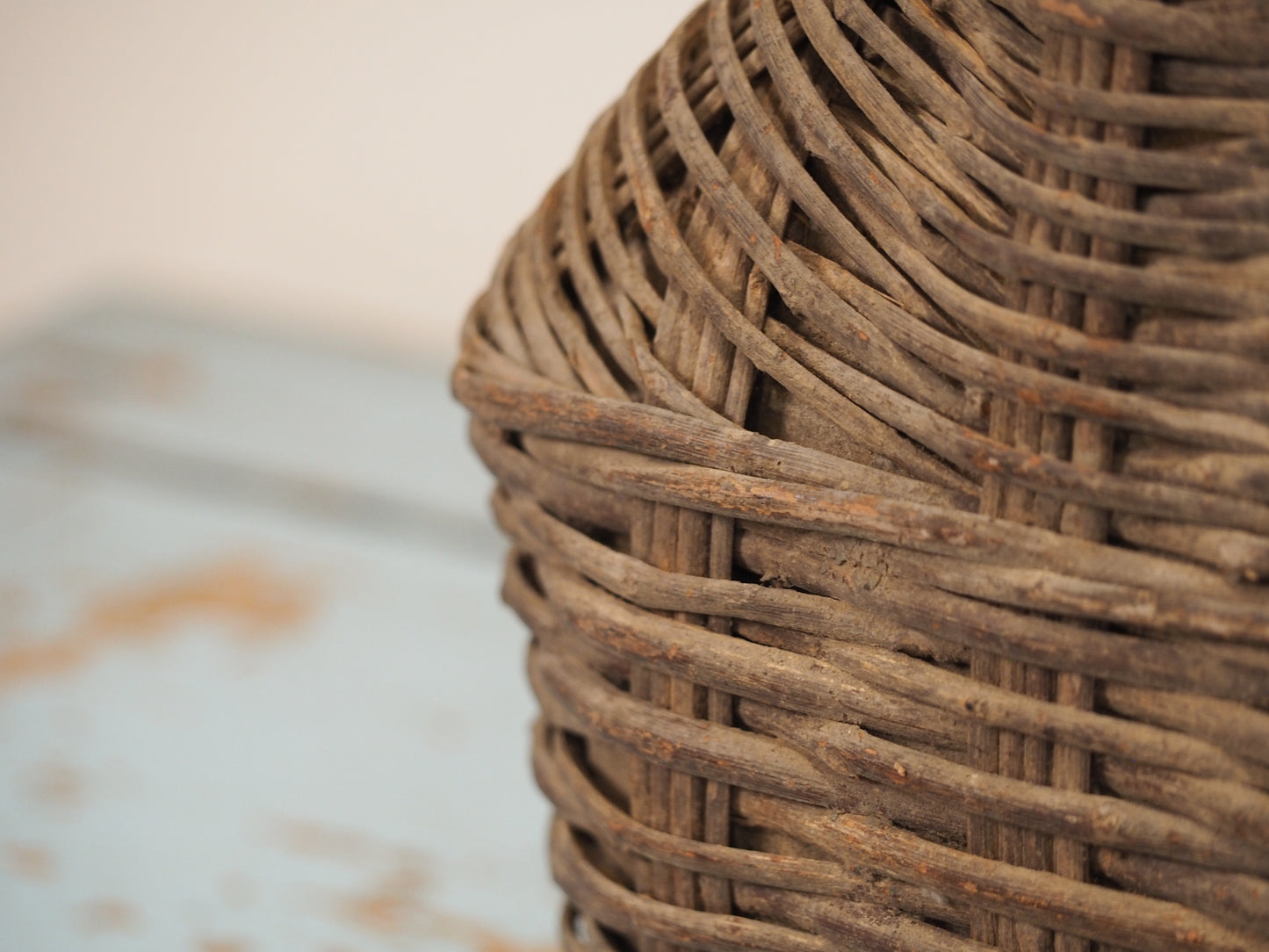 Antique Early 20th Century Chinese Woven Willow Oil Container / Wicker Jar (Sold Individually)