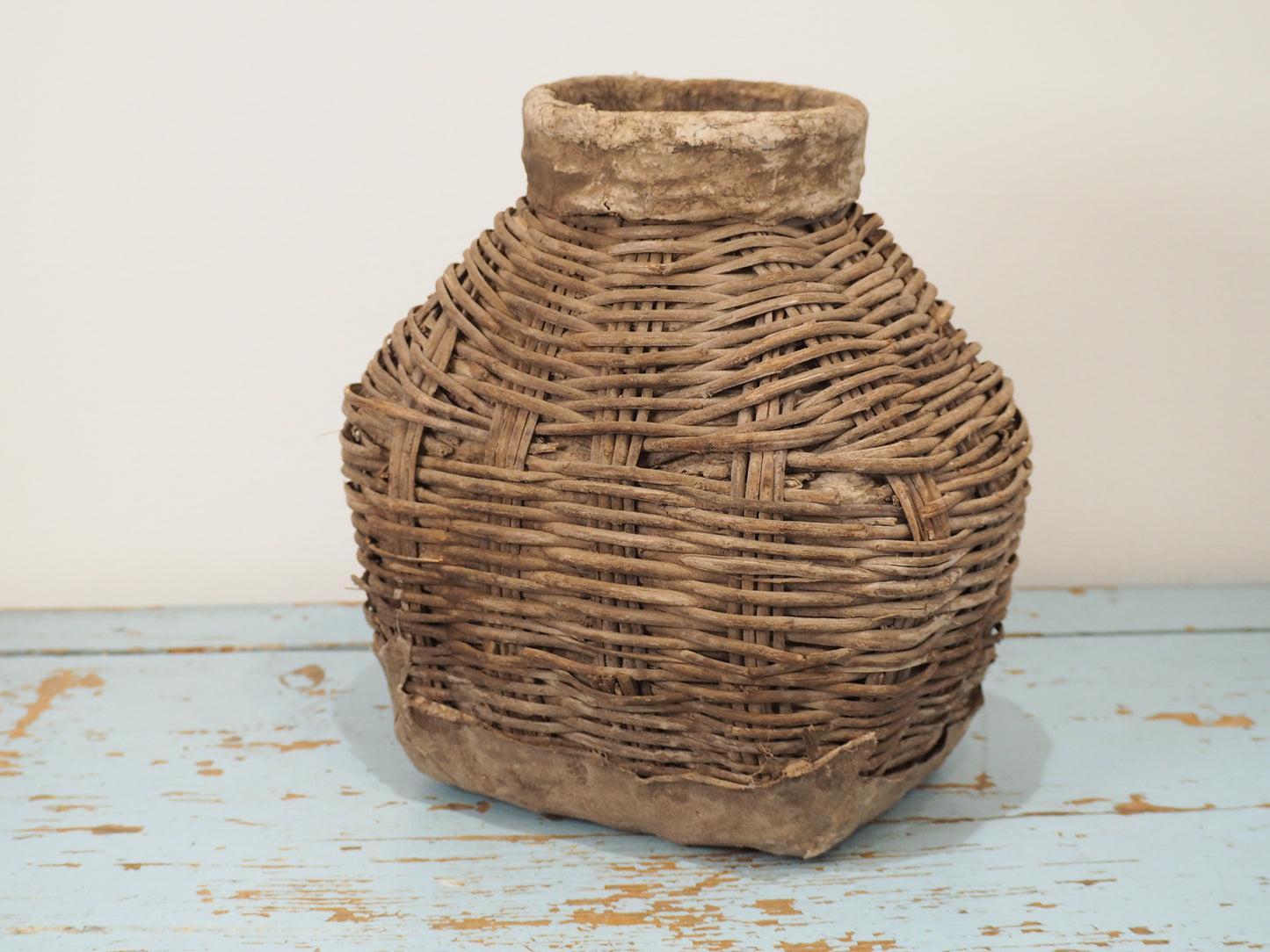 Antique Early 20th Century Chinese Woven Willow Oil Container / Wicker Jar (Sold Individually)
