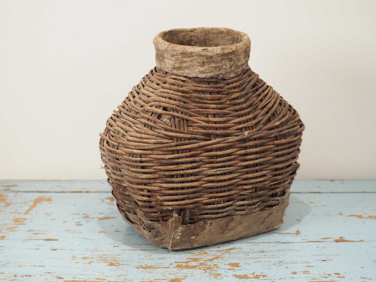 Antique Early 20th Century Chinese Woven Willow Oil Container / Wicker Jar (Sold Individually)