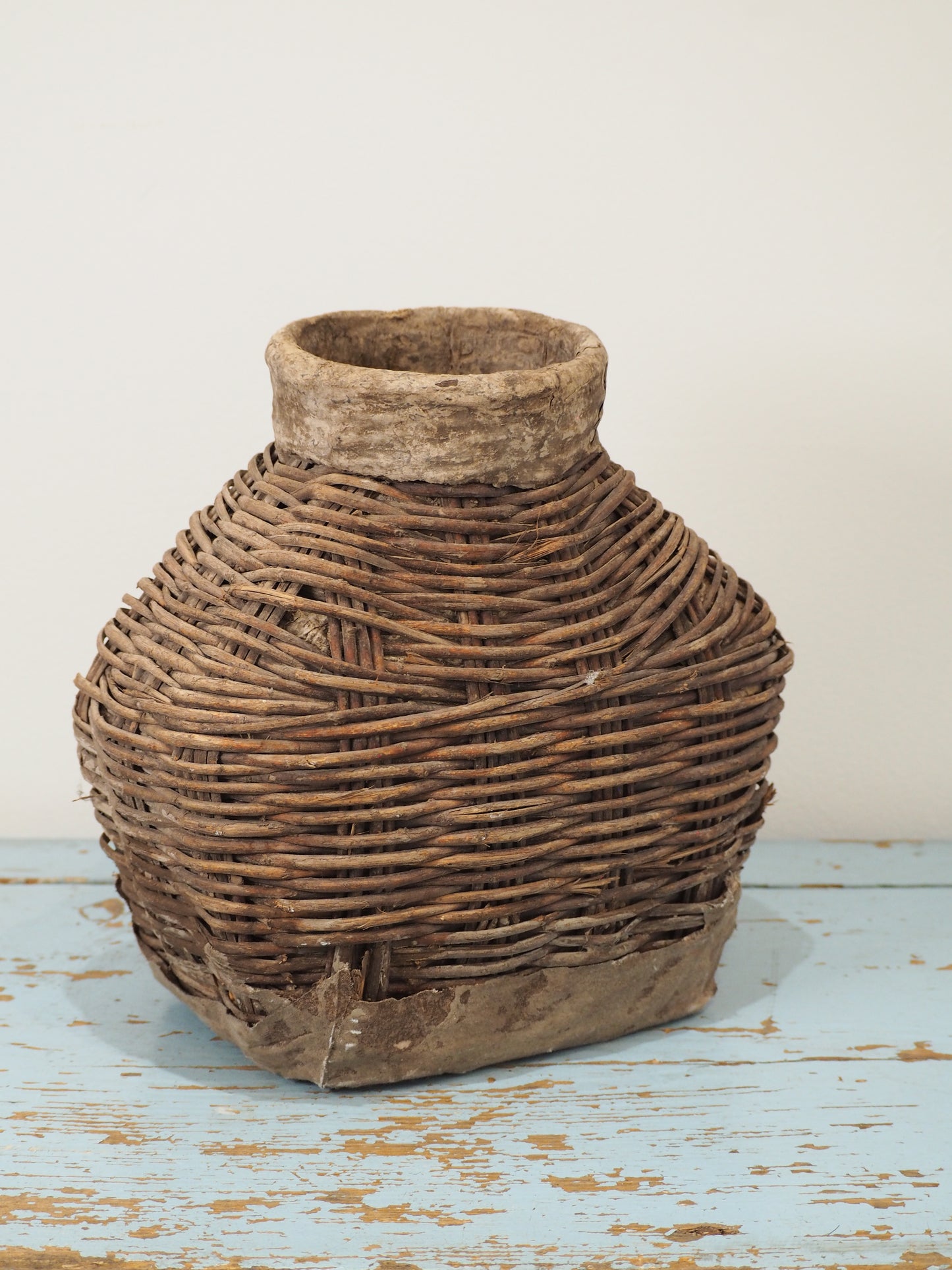 Antique Early 20th Century Chinese Woven Willow Oil Container / Wicker Jar (Sold Individually)
