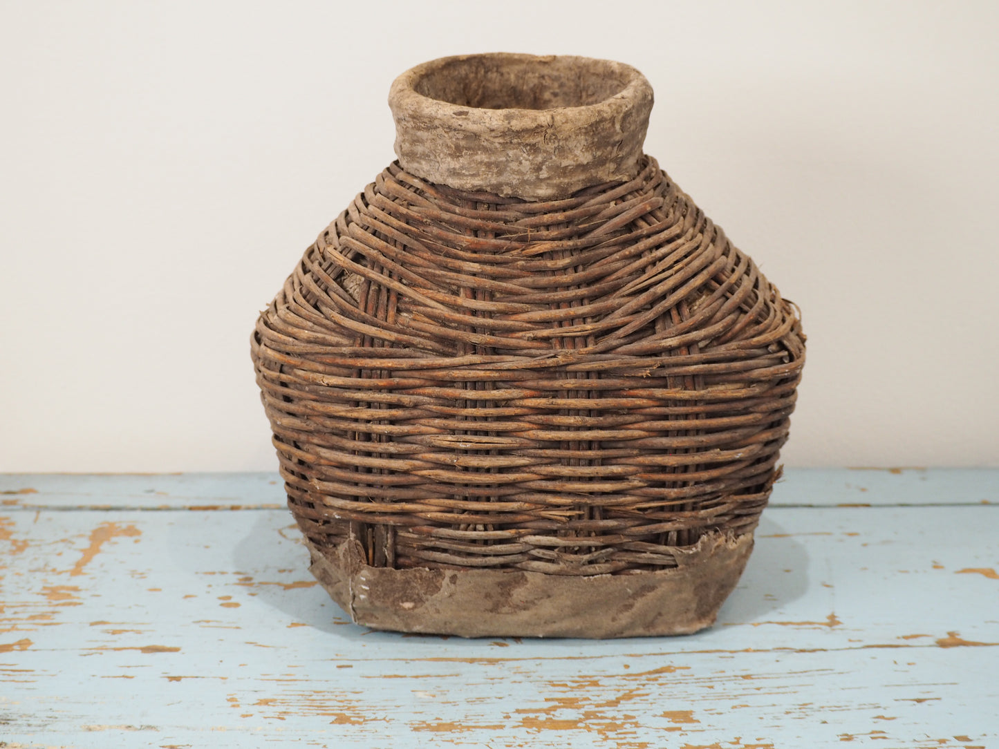 Antique Early 20th Century Chinese Woven Willow Oil Container / Wicker Jar (Sold Individually)