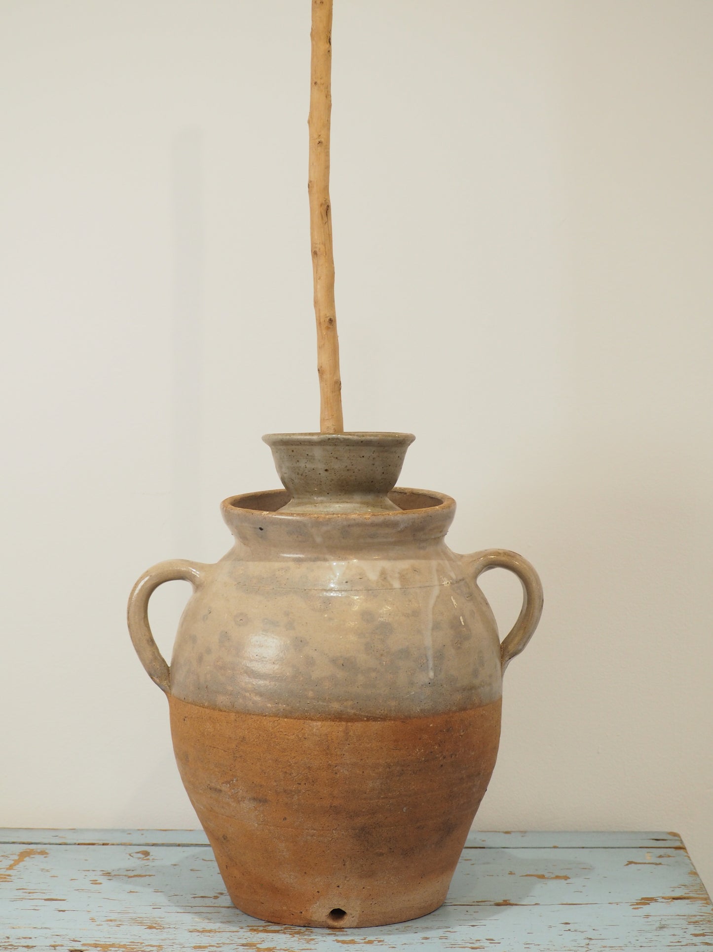 Antique French Stoneware Butter Churn / Confit Pot