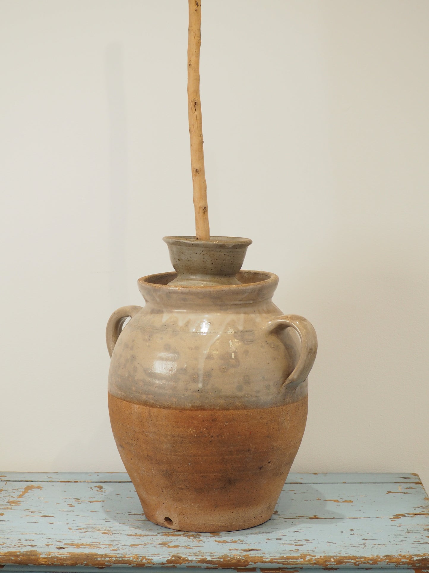 Antique French Stoneware Butter Churn / Confit Pot