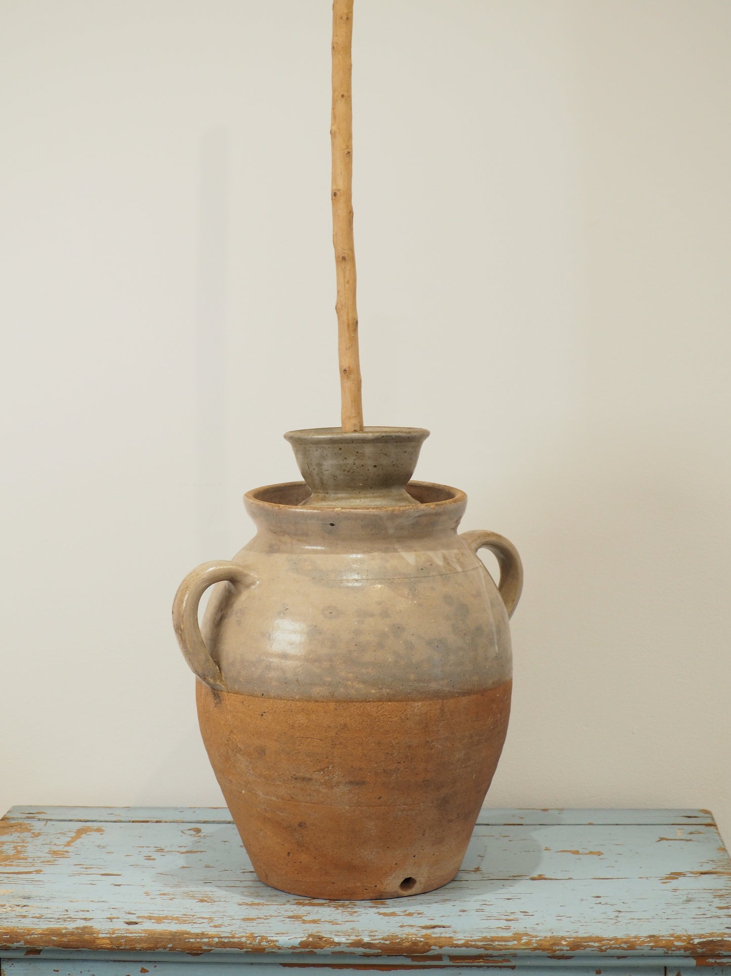 Antique French Stoneware Butter Churn / Confit Pot