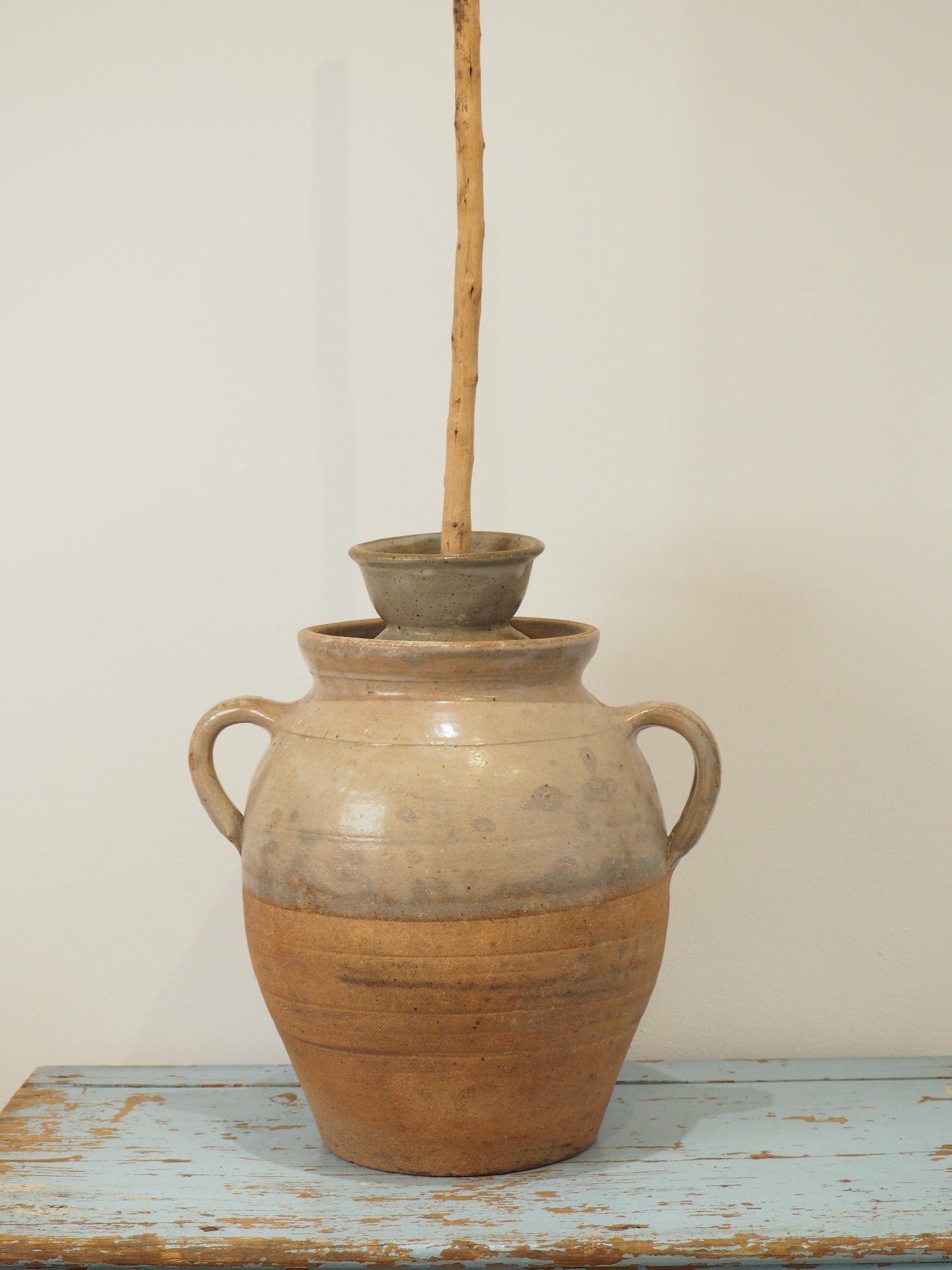 Antique French Stoneware Butter Churn / Confit Pot