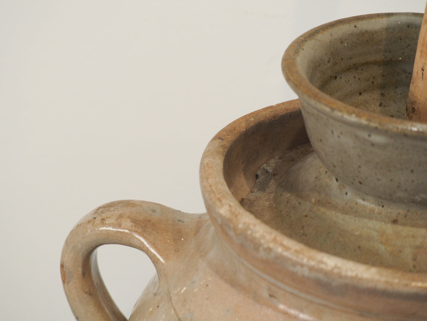 Antique French Stoneware Butter Churn / Confit Pot
