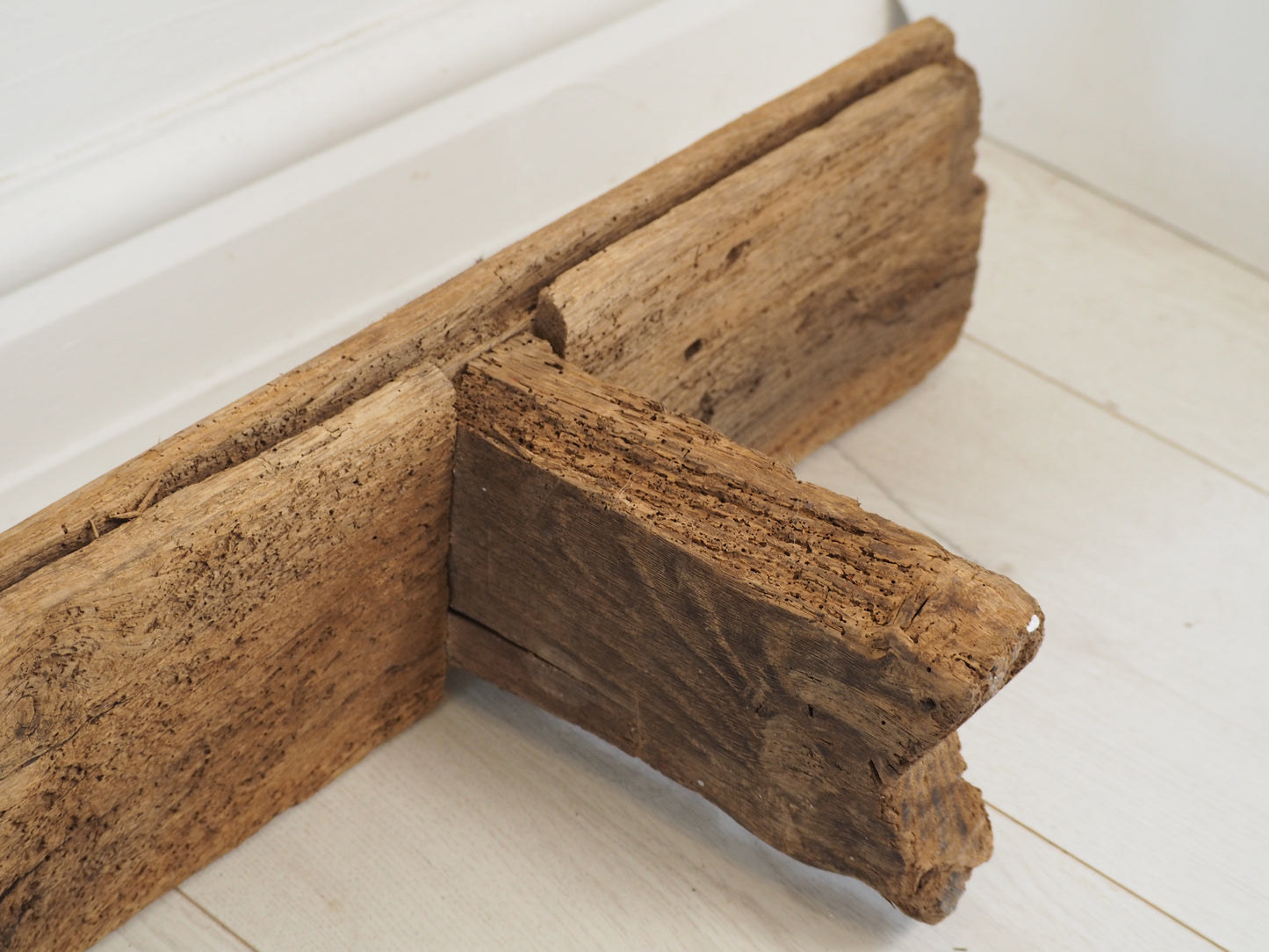 Antique French Long Rustic Oak Wooden Bench / Stool