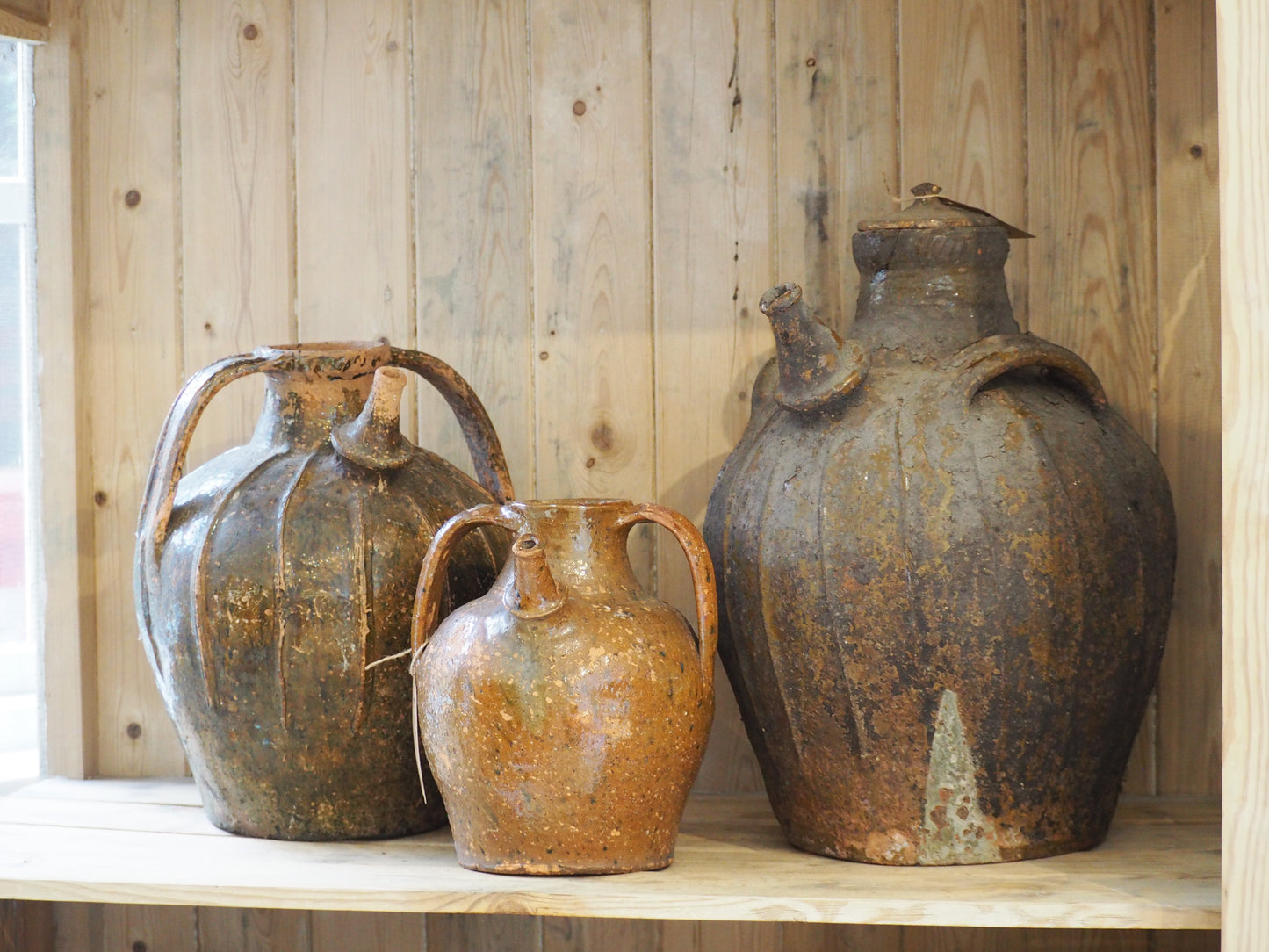 Antique 18th Century French Terracotta Walnut Oil Jar / Decorative Jug
