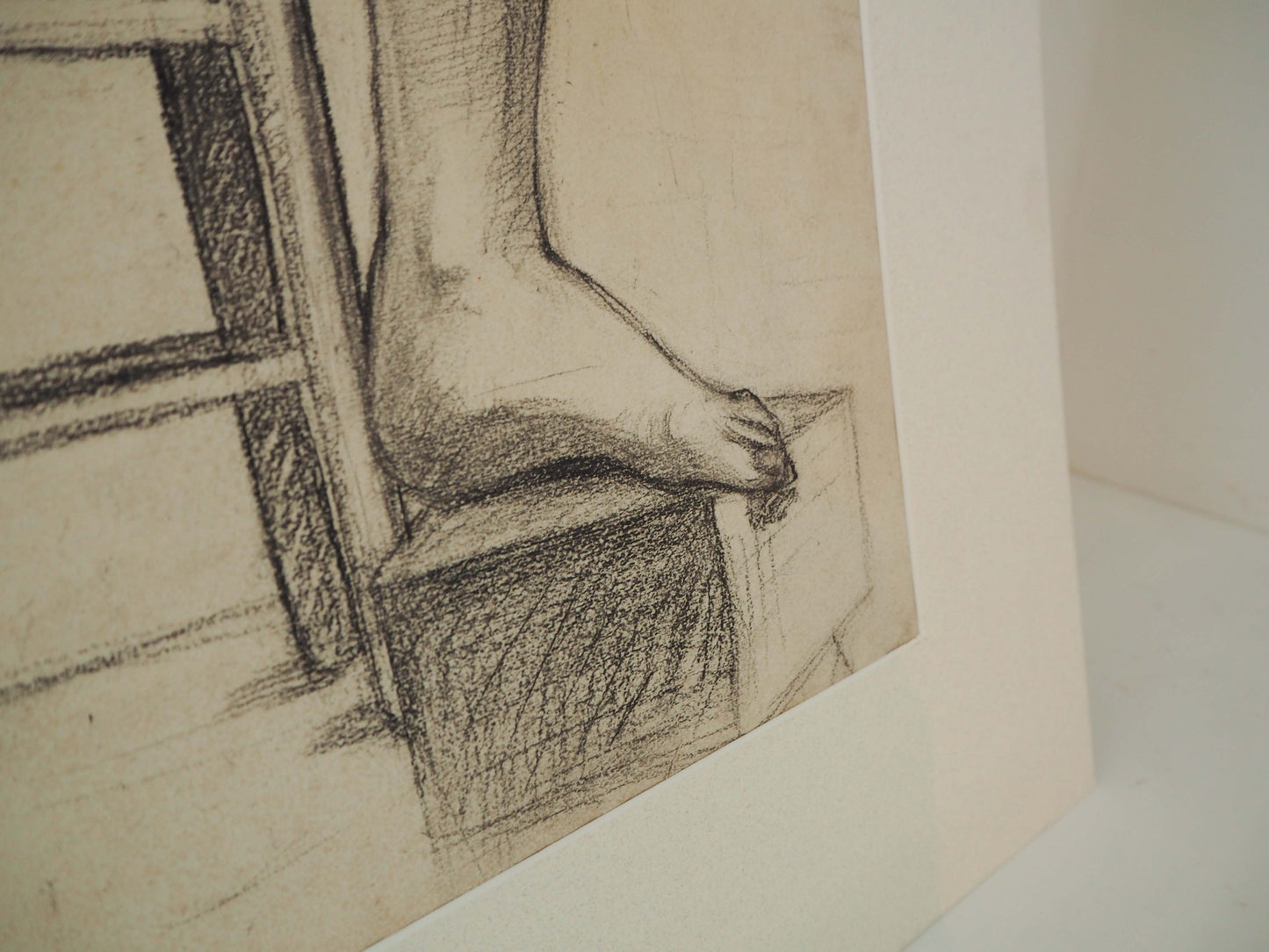 Vintage Antique Large French Original Nude Life Drawing / Charcoal Sketch (Unknown Artist)