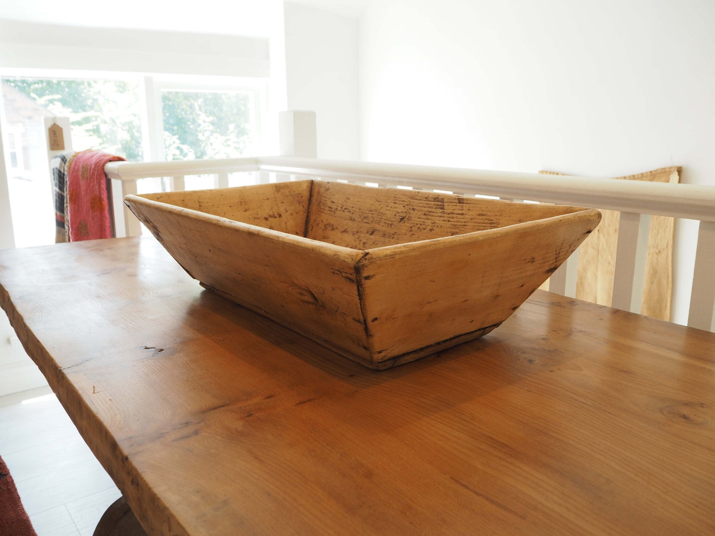 Wooden Rustic Antique Rectangular Dough Trough / Farmhouse Kitchen Storage