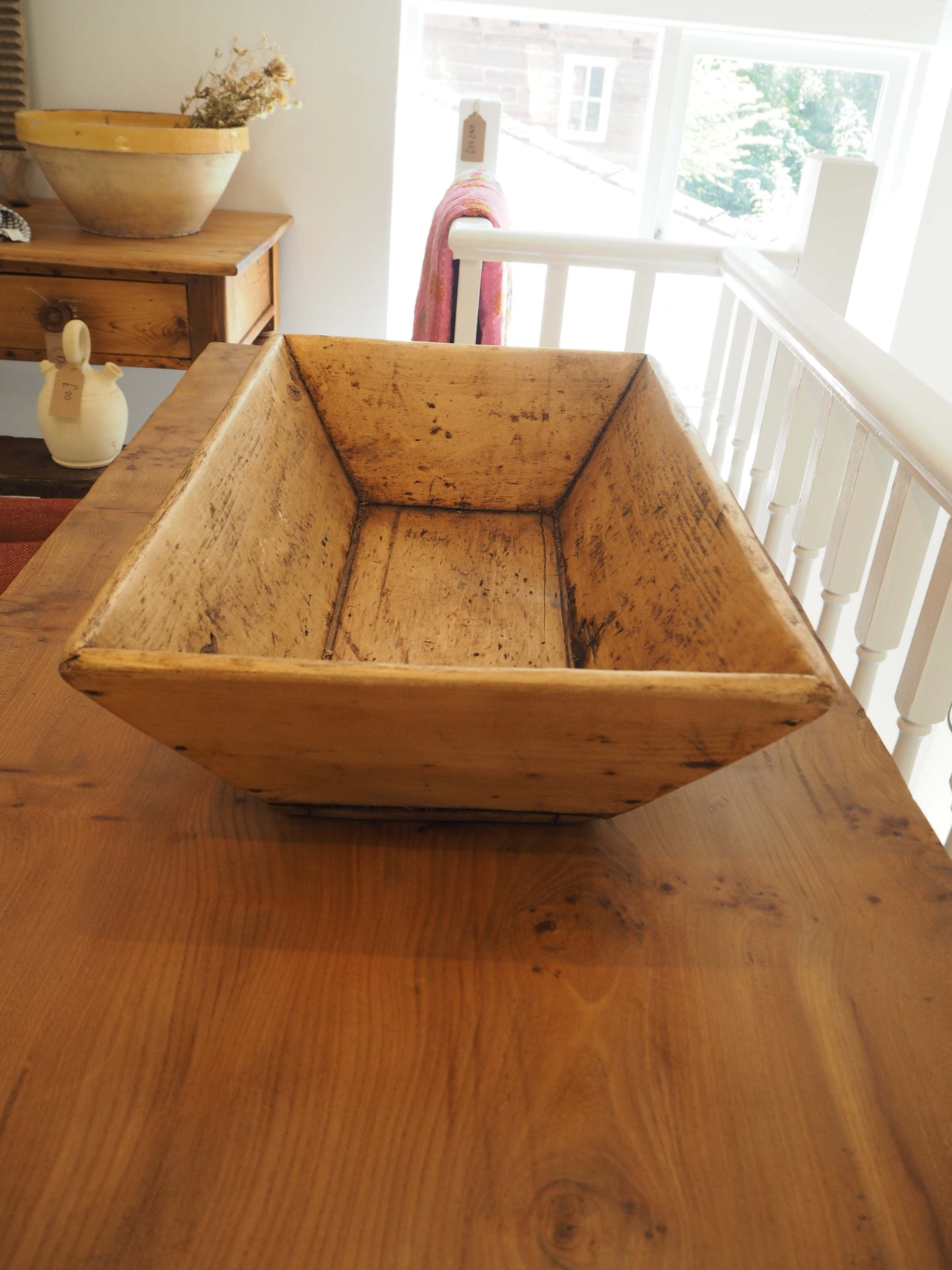 Wooden Rustic Antique Rectangular Dough Trough / Farmhouse Kitchen Storage