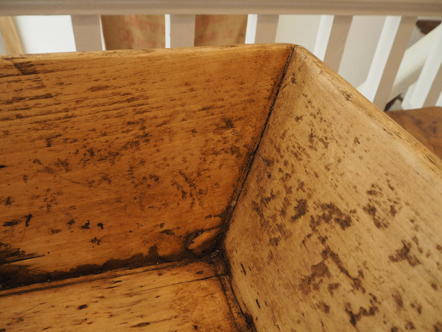 Wooden Rustic Antique Rectangular Dough Trough / Farmhouse Kitchen Storage