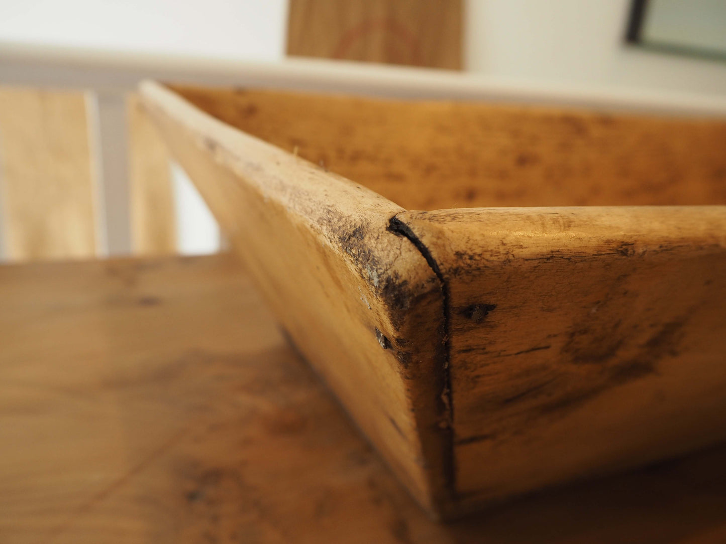 Wooden Rustic Antique Rectangular Dough Trough / Farmhouse Kitchen Storage