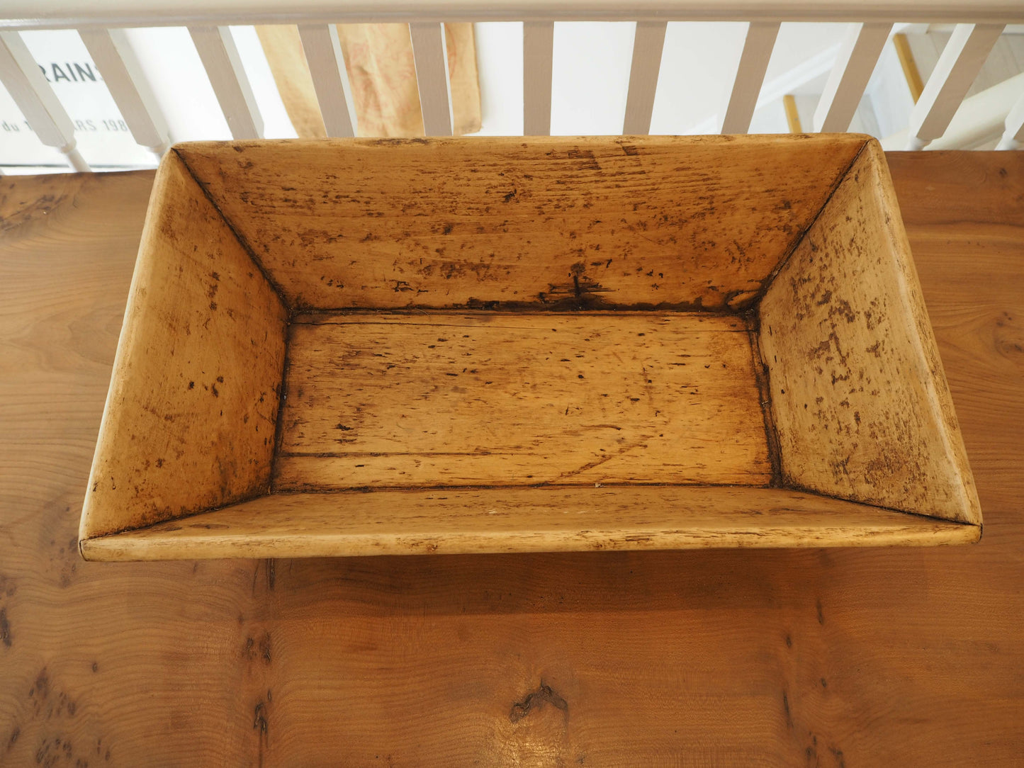 Wooden Rustic Antique Rectangular Dough Trough / Farmhouse Kitchen Storage